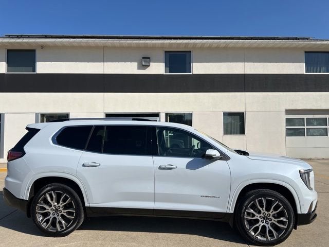 2026 GMC Acadia Denali Ultimate in Glacier White Tricoat — front three-quarter view