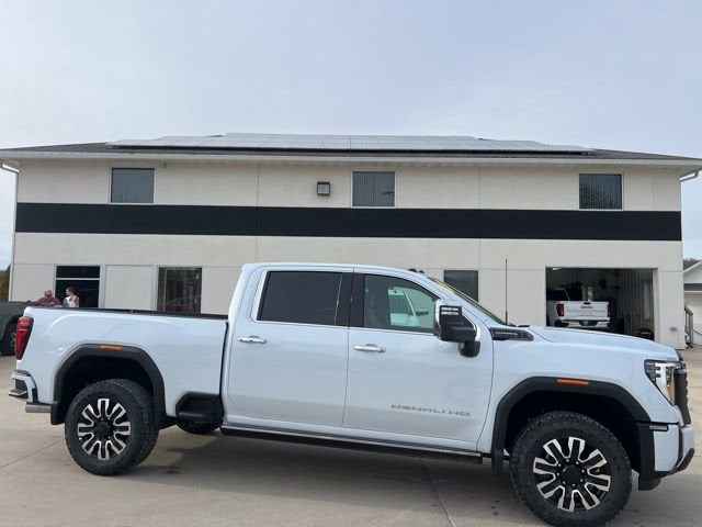 2026 GMC Sierra 3500 HD Denali Ultimate in Glacier White Tricoat — front three-quarter view