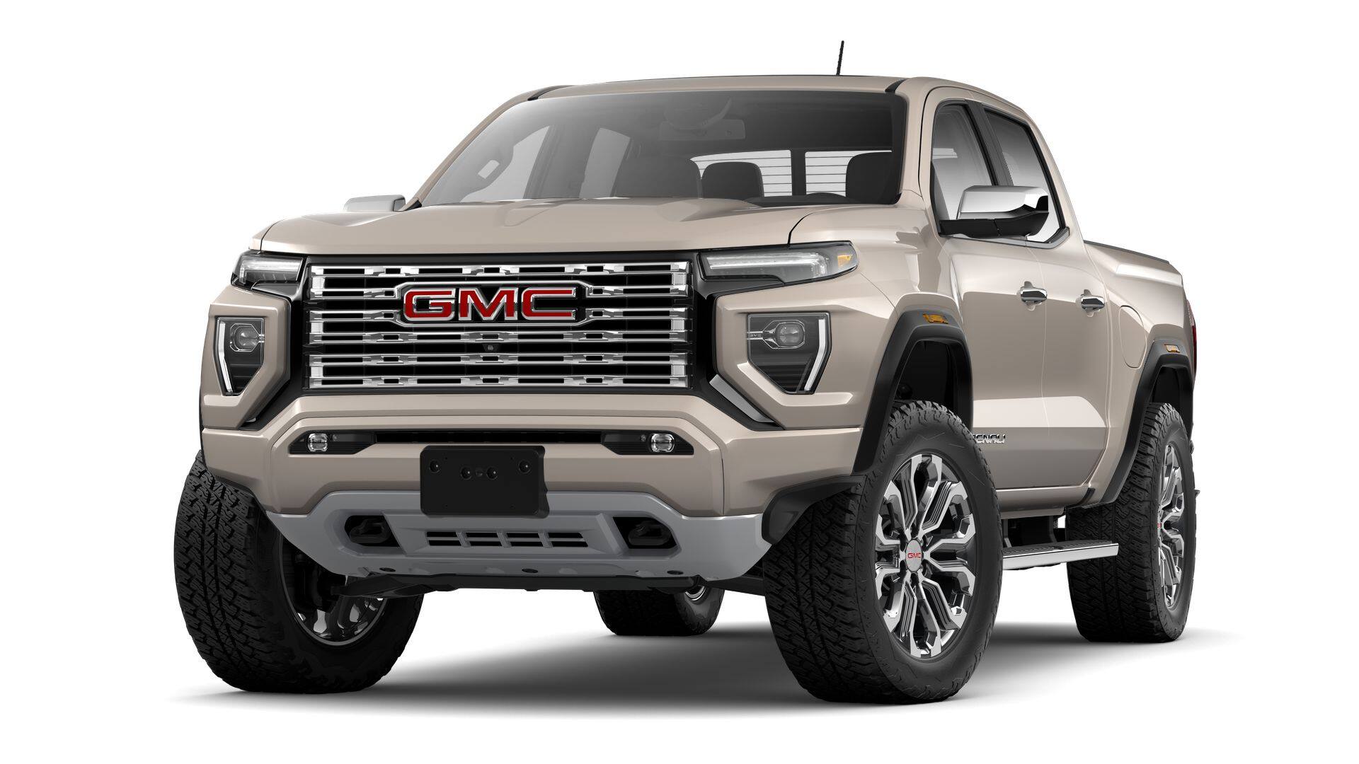 2026 GMC Canyon Denali in Coastal Dune — front three-quarter view
